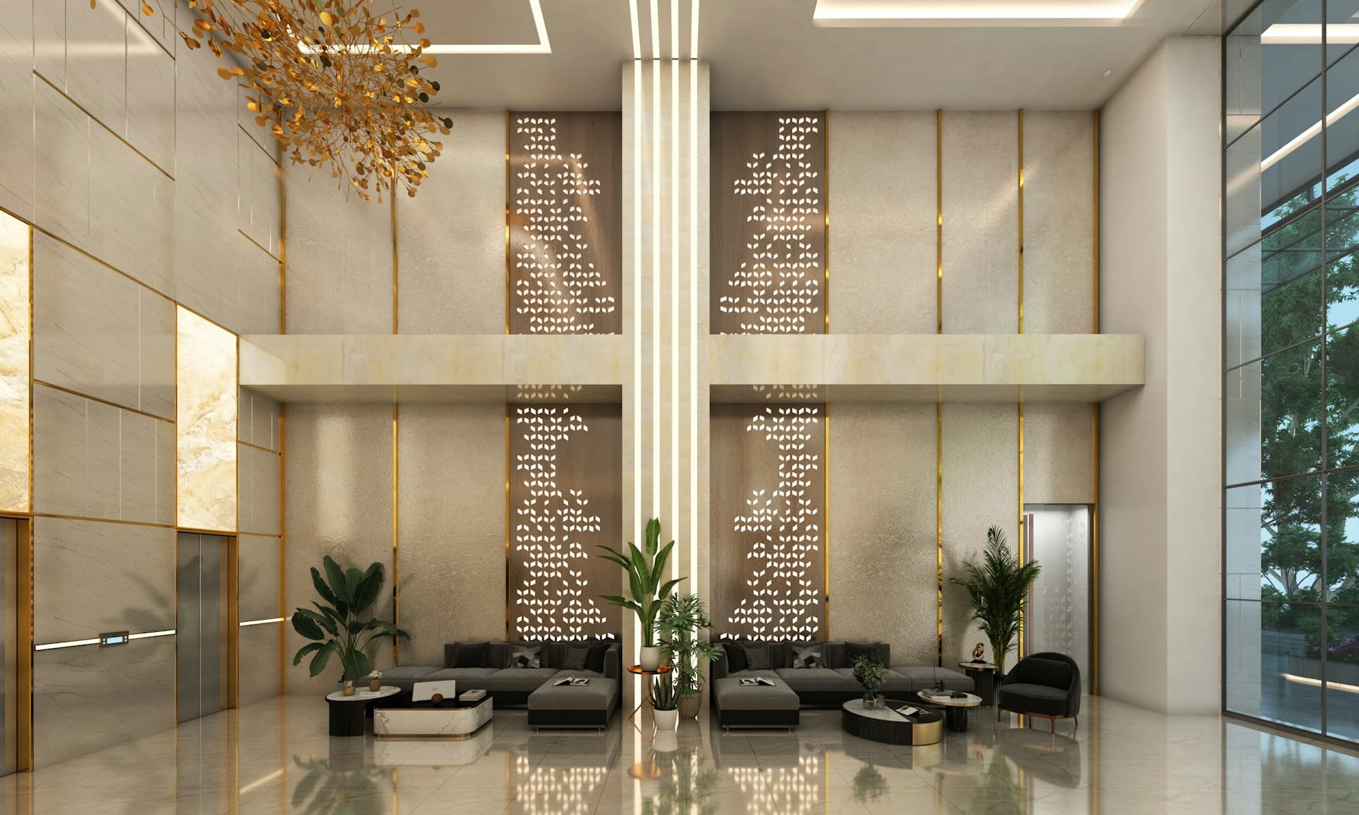 Lobby corporativo moderno — WR Reformas